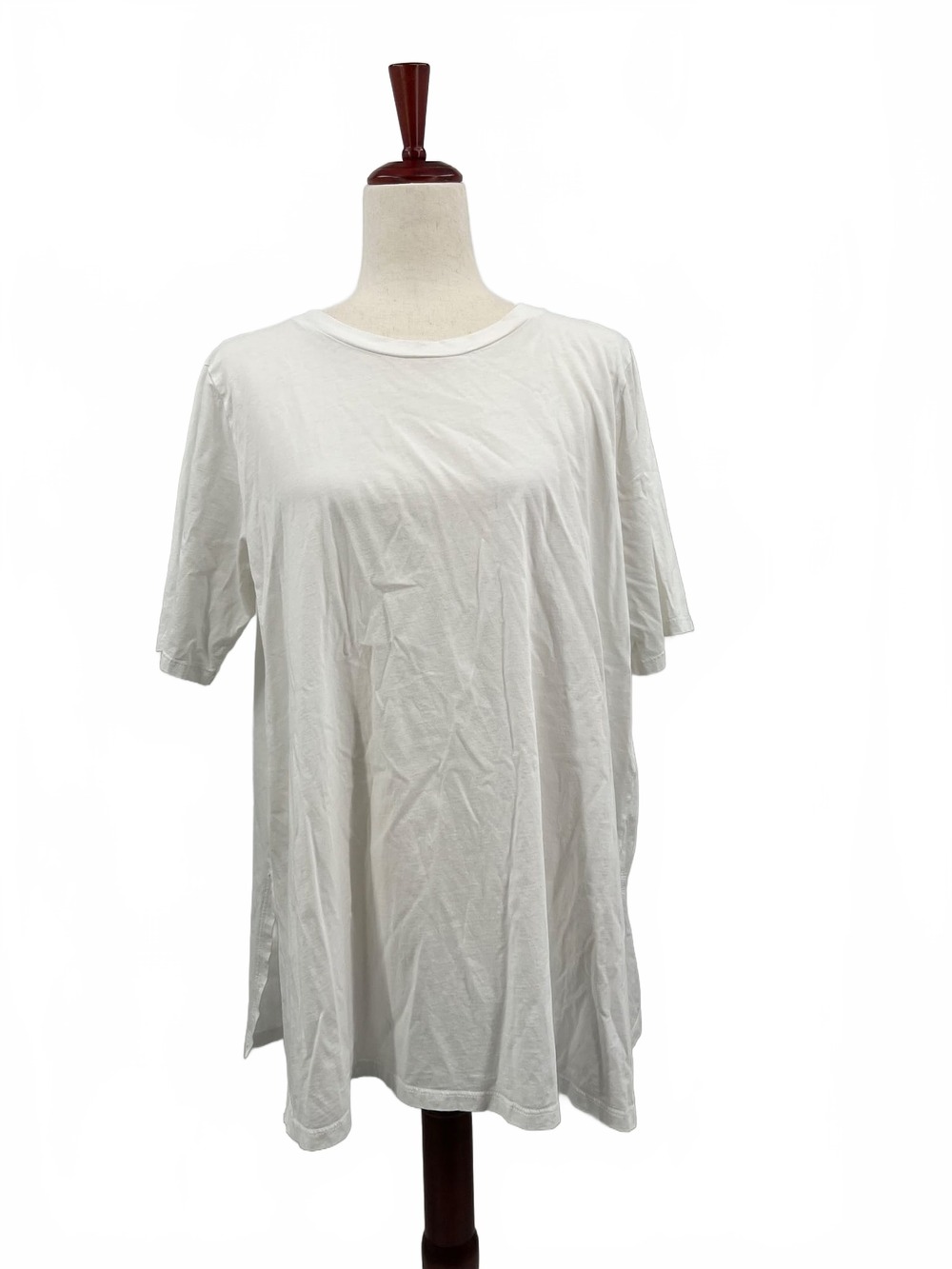 Eileen Fisher White Cotton Tee | Women’s XL Regular Slit Detail